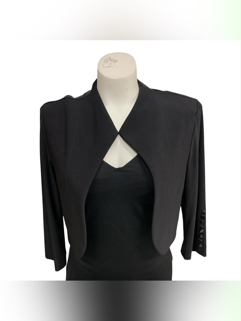 Joseph Ribkoff Black Cropped Open-Front Bolero Blazer Size M